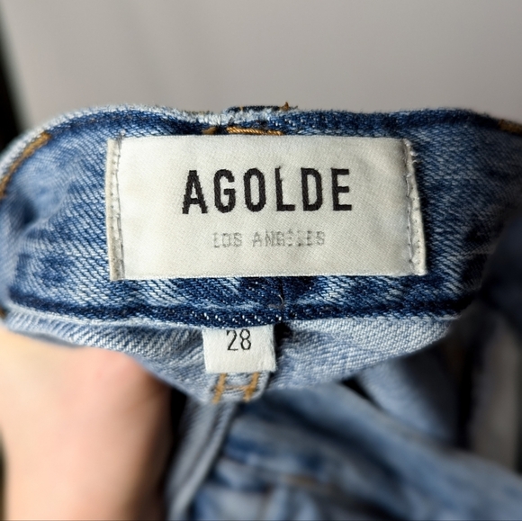 AGOLDE Criss Cross Upsized Jeans Straight Leg Eternal Blue Aritzia 28 - Picture 11 of 13